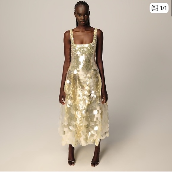 ISO: ARRANGE embellished disc sequin square neck full skirt midi dress in lemon ISO: ARRANGE embellished disc sequin square neck full skirt midi dress in lemon